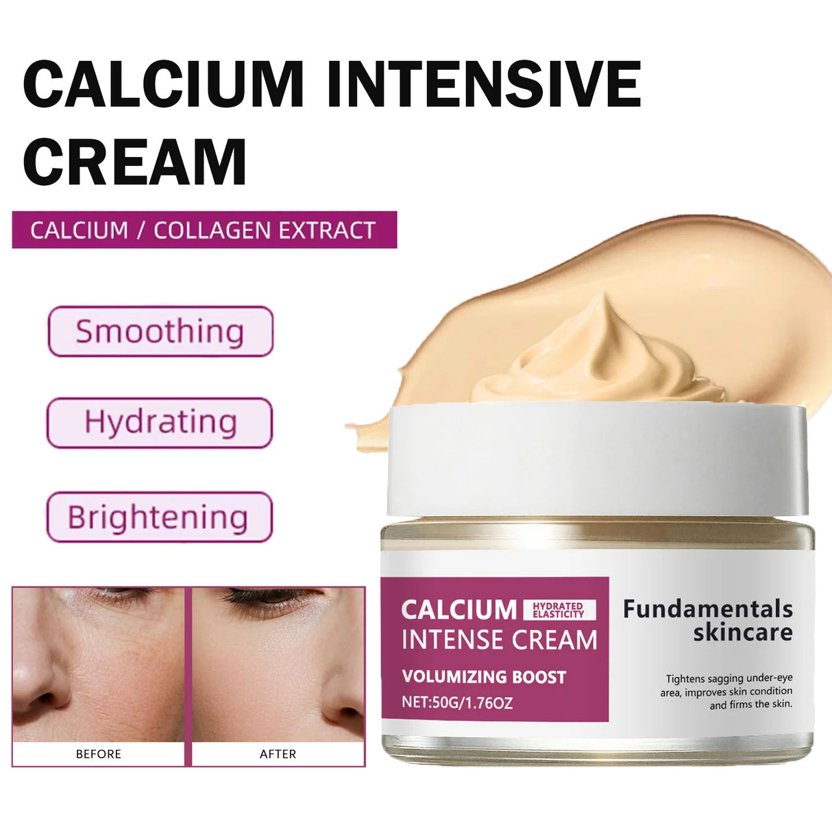 Calcium Intense Cream Tighten Skin Elasticity Enhance Moisturizing Facial Firming Improve Skin Sagging Nourishing Facial Lifting