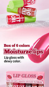 6Pcs Lip Oil Gloss Set, Hydrating High-Shine Non-Sticky Lip Gloss, Moisturizing Clear Pink Red Tint, Travel Makeup Gift