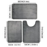 Three Piece Toilet, Bath Floor Mat, Shower Mat, Bath Absorbent Mat, Non Slip Carpet, Soft and Comfortable, Laundry Room.