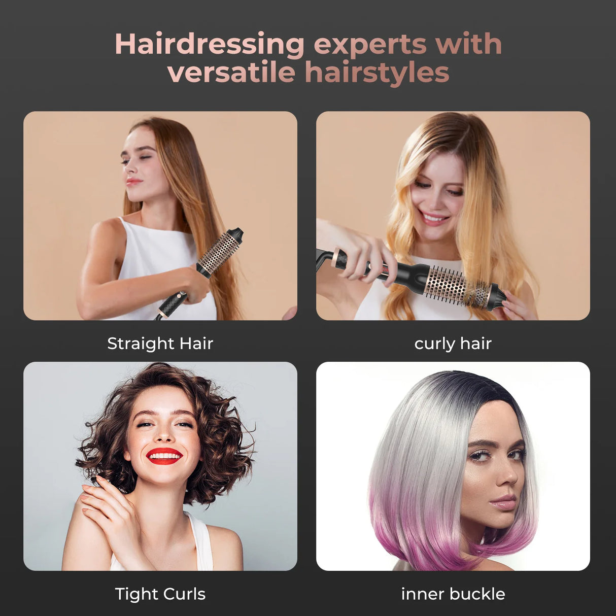 Fluffy Comb Straight Hair Curling and Straightening Dual Purpose Curling Brush PTC Heating Red Light Hair Care Curling Iron