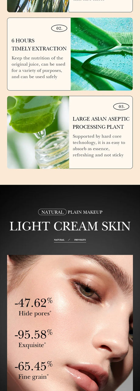 Aloe Air Cushion CC Cream Mushroom Head Puff Moisturizer Concealer Brightening BB Cream Waterproof Face Base Makeup Cosmetics