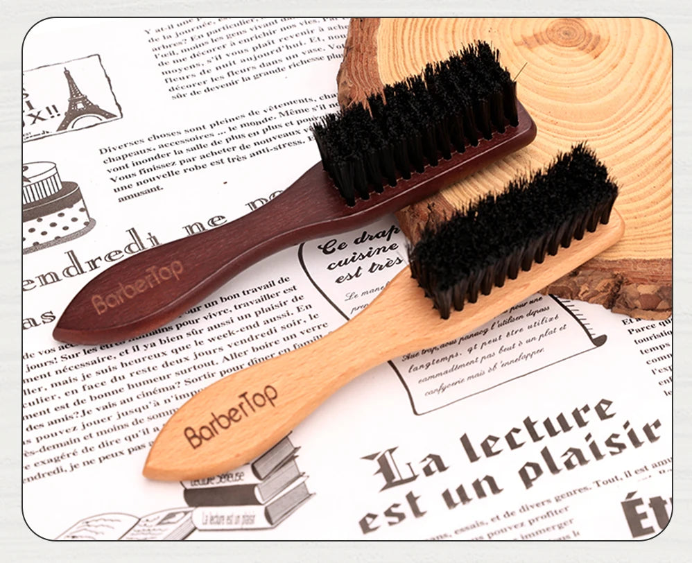 Barbertop Men Beard Brush Wooded Handle Soft Hair Cleaning Brush Broken Hair Remove Comb Hairdressing Neck Duster Barber Tools