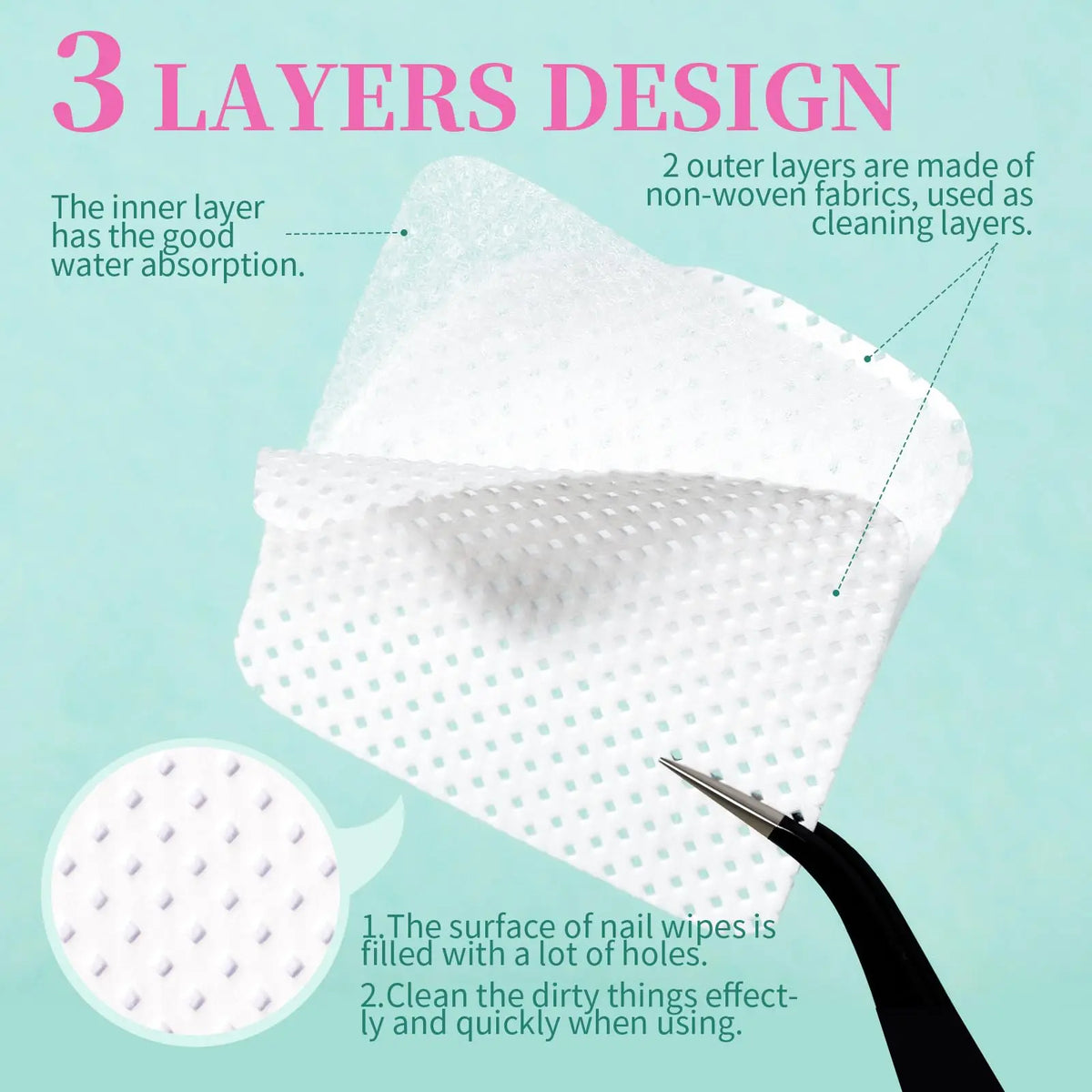 LINMANDA 200Pcs Lint Free Nail Cleaning Wipes Nail Cleaning Pads Gel Nail Cleaning Wipes Suitable for Home or Nail Salon Use
