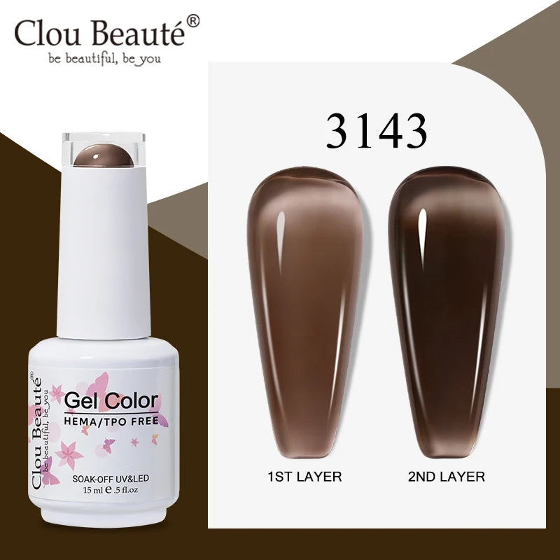Clou Beaute Translucent Jelly Nude Pink Nail Gel Polish 15ml Vernis Semi Permanent Gel Colorful Varnish Nail Art Manicure Gel