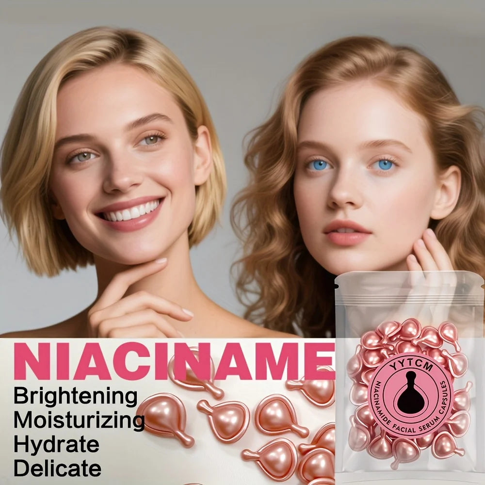Niacinamide Facial Essence Capsules, Containing Retinol, Olive Fruit Oil, Gardenia Extract, Brighten Skin Tone, Moisturize and Hydrate, and Smooth and Soften Skin (0.5Gx30 Capsules)/Bag