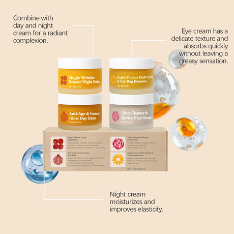 Dual-Effect Day & Night Skincare Kit - Hydration & Moisturization, Skin Barrier Protection, Full Face & Eye Care Set