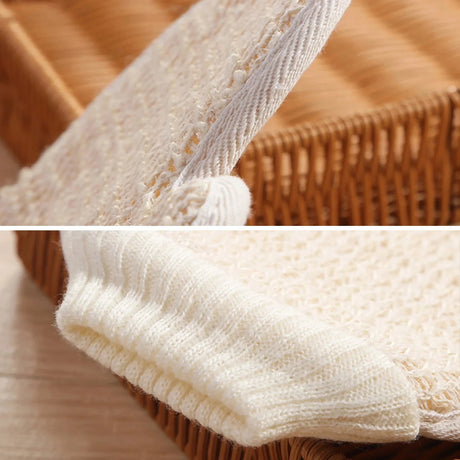 2-in-1 Body Scrub Shower Glove, 1 Piece Natural Cotton Linen Gentle Exfoliating Scrubber With Mesh Texture For Home Spa
