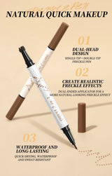 QIBEST Double-end Freckles Stamp Pen Makeup 2-IN-1 Freckle Seal Waterproof Face Concealer Contour Natural Brown Freckle Cosmetic