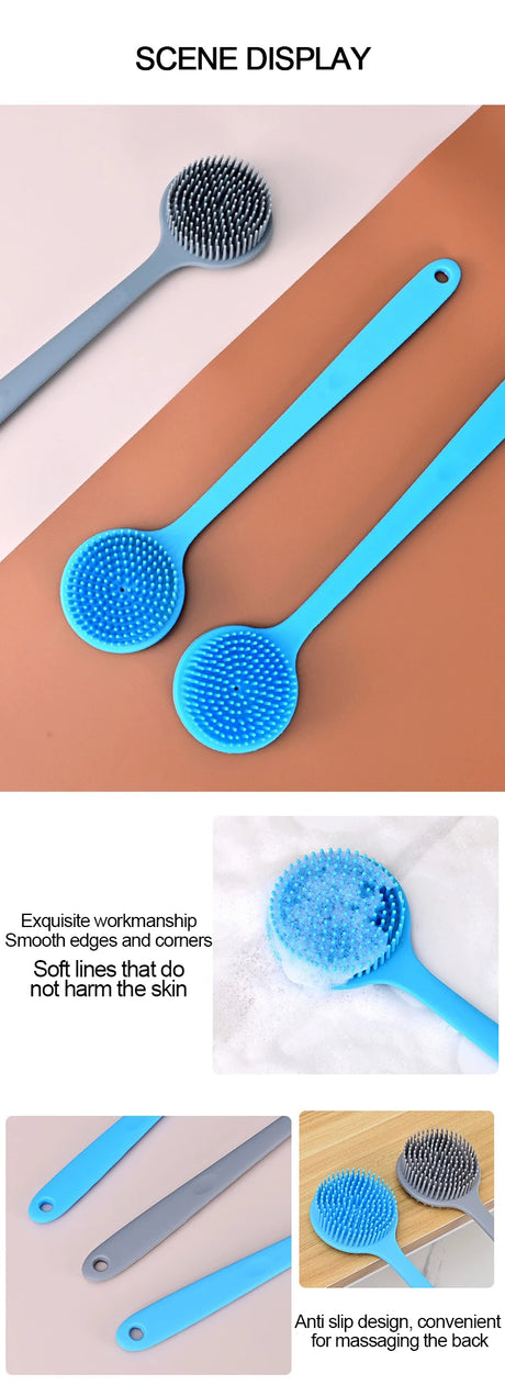 Silicone Shower Brush Body Exfoliating Dry Brushing Bathroom Back Bath Brush for Shower Brush for The Back