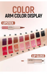 Black Brown Tapered Lip Liner Contour Pencil Double Head Mirror Plumping Lip Glaze Crystal Lip Gloss Sexy Red Lips Tint Makeup