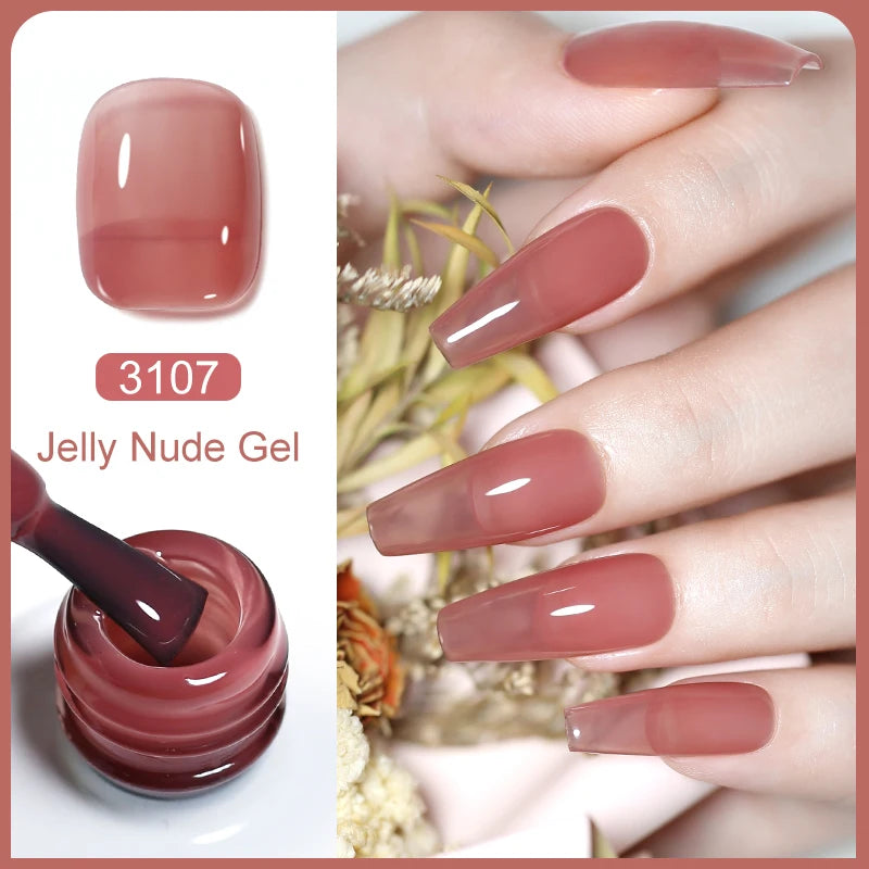 Clou Beaute Translucent Jelly Nude Pink Nail Gel Polish 15ml Vernis Semi Permanent Gel Colorful Varnish Nail Art Manicure Gel