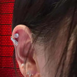 1pcs Silver Color Wing 316L Stainless Steel Ear Bone Nail for Women New Fashion Full of Rhinestone Earrings Accessories for Ear