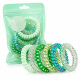 1 Pack 5 Pcs Pink Spiral Hair Ties for Women and Girls, Coil Ponytail Holders in Gift Pouch, Soft Stretch Hair Accessories for Daily Wear