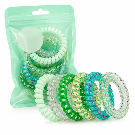 1 Pack 5 Pcs Pink Spiral Hair Ties for Women and Girls, Coil Ponytail Holders in Gift Pouch, Soft Stretch Hair Accessories for Daily Wear