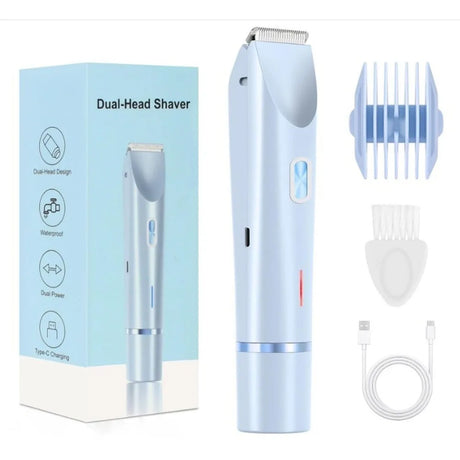 Women Electric Shaver Dual Head Bikini Trimmer Waterproof Body Hair  Trimmer Facial Hair Remover for Bikini Underarm Leg Arm