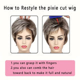 Fashionable short brown mixed color straight hair wig for woman