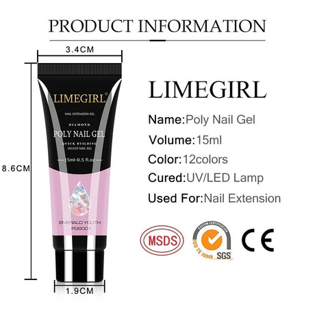 Limegirl Poly Nail UV Gel Set for Nails Quick Extension Building Soak Off UV Polys Nail Gel Kit Manicure Art  Decoration Tools