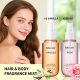 Vanilla & Rose Fragrance Mist Perfume Long Lasting Refreshing Portable Body Spray Gentle Natural Aroma for Women Daily Dating Tr