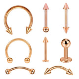 8PCS/Set Fashion Piercing Set Eyebrow Bar Lip Tongue Nose Pircing Stainless Steel Ear Studs Stainless Steel Mixed Body Jewelry