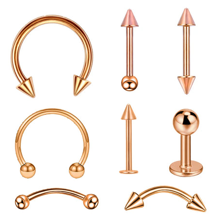 8PCS/Set Fashion Piercing Set Eyebrow Bar Lip Tongue Nose Pircing Stainless Steel Ear Studs Stainless Steel Mixed Body Jewelry