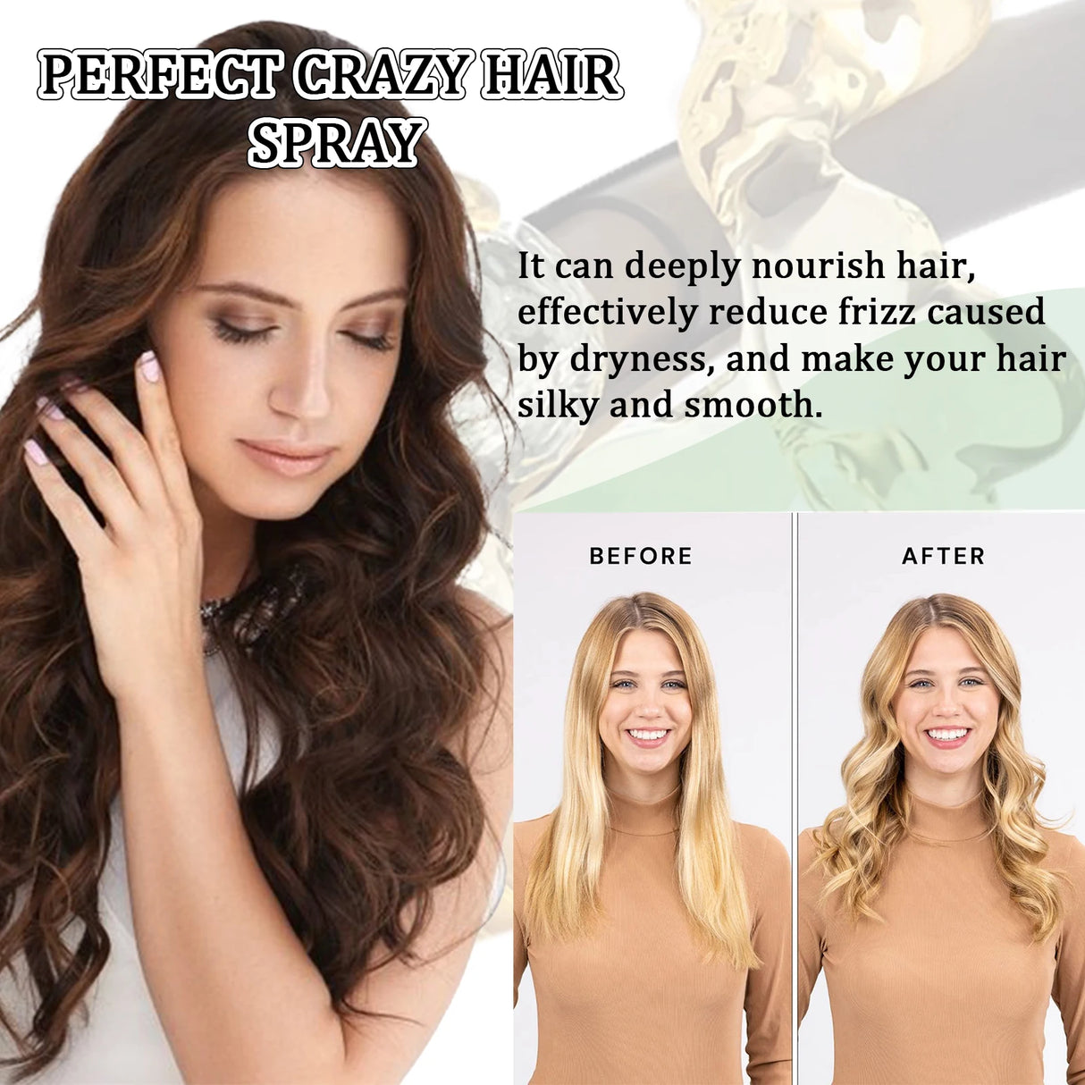 Eelhoe Hair Fluffy Styling Spray Hair Fluffy Lazy Degreasing Refreshing Durable Styling Deeply Nourish Hair Wash Free Spray