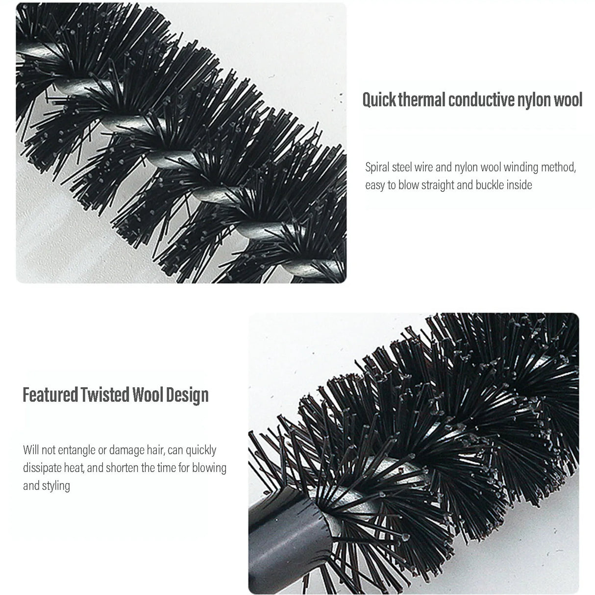 Small Round Hair Brush Wooden Handle Mini Round Hair Styling Brush for Short Hair Blow Drying