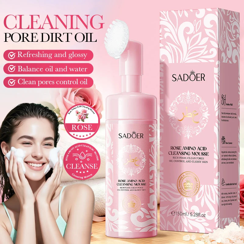 SADOER Vitamin C Facial Cleanser Deep Cleansing Face Wash Foam Moisturizing Whitening Face Wash Massage Cleansing Foam Skin Care