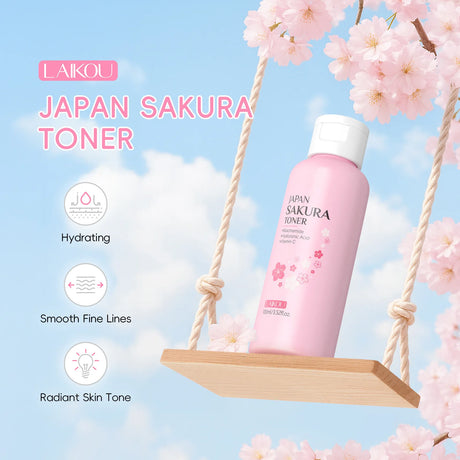 LAIKOU Japan Sakura Toner with Niacinamide Hyaluronic Acid Vitamin C 100ml - Moisturizing Refreshing Gentle