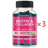 Biotin, Collagen, Hyaluronic Acid & Keratin - Hair Growth Support, 120 Caps | Hair, Skin & Nails Vitamins Supplement for Unisex