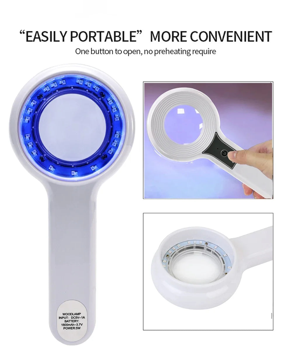 NEW Professional Dermatoscope Skin Medical Magnifier Detection Woods Lamp UVA Lamp For Vitiligo Detection