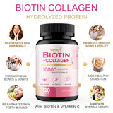 Biotin Collagen - Nourishes The Skin, Slows Down Aging, Promotes Healthy Hair, Strong Nails, and Improves Intestinal Digestion 120 Capsules