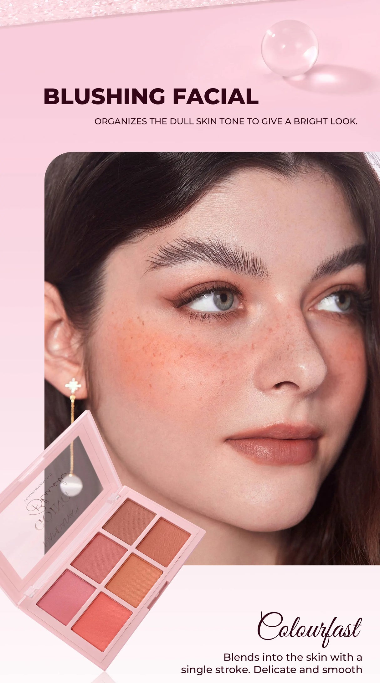 Long Wear Blush Makeup Palette Buildable Color Velvet Finish Face Powder Cheek Contouring Brightening