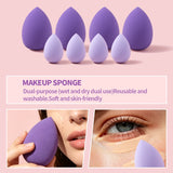 20PCS Purple Makeup&Skincare Tool Set,Mixed Makeup Sponges,Facial Cleansing Sponge,Headband&Wristbands,Flawless Base Makeup