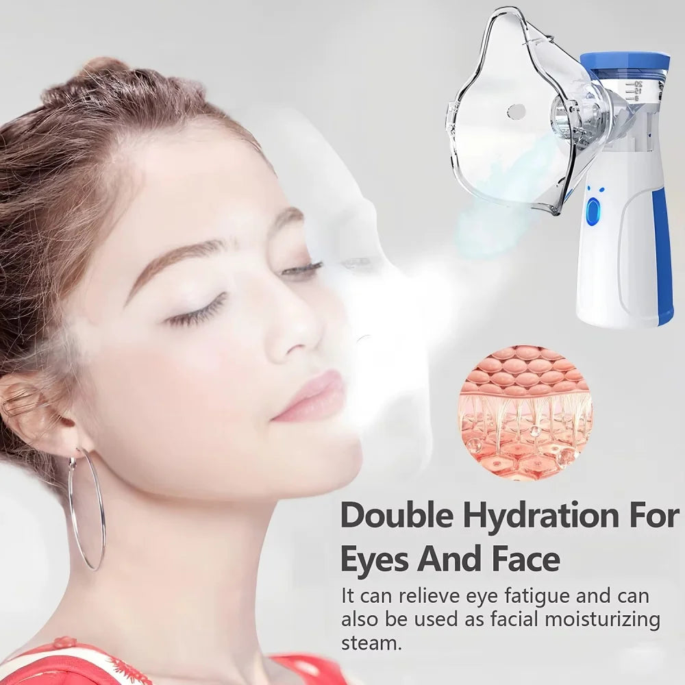 Mini Facial Steamer Rechargeable Silent Mesh Nebulizer Handheld Portable Nebulizer Humidifier Face Rehydration Skin Care Tools