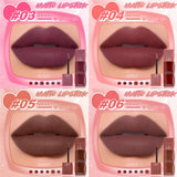 6pc/set Velvet Matte Lipstick Long-lasting Waterproof Lip Gloss Lip Glaze Non-Stick Cup Nude Red High Pigment Y2K Christmas Gift
