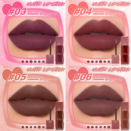 6pc/set Velvet Matte Lipstick Long-lasting Waterproof Lip Gloss Lip Glaze Non-Stick Cup Nude Red High Pigment Y2K Christmas Gift