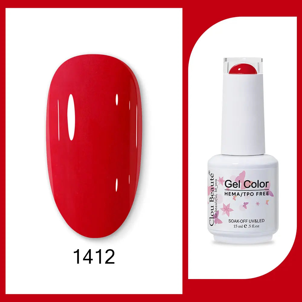 Clou Beaute Gel Color Hema TPO Free 15ml Gel Nail Varnish Soak Off UV Gel Polish Nail Art Manicure Lacquer Nail Art Jelly Gel