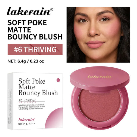 Lakerain Soft Poke Matte Blush Fresh Silky-smooth Skin Finish Long Lasting Luminosity Moisturizing Natural Matte Bouncy Blusher
