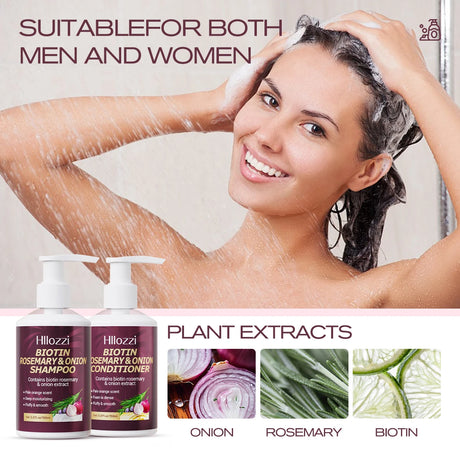 Biotin Rosemary & Onion Hair Care Set – Shampoo + Conditioner, Strengthen & Nourish, 2pcs/Set
