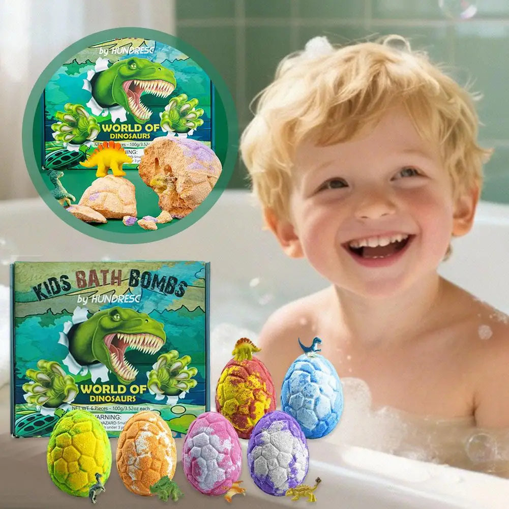 6PCS/SET Dinosaur Egg Adventure Bath Bomb Within Random Dinosaur Toy Moisturize, Stress Relief Cleasing Bathing Ball