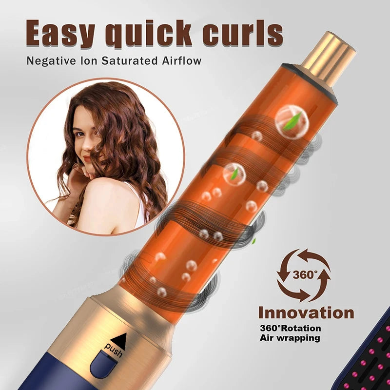 5 in 1 Hair Styler Powerful Fast Drying Ionic Hair Dryer High Speed Hot Comb Brush Set Professional Hair Straightener