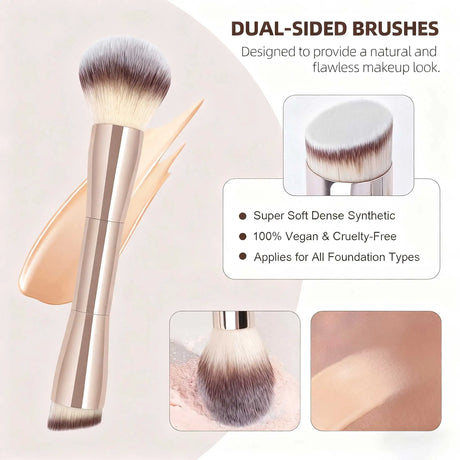 20pcs/set Pro Makeup Brushes Double Ended Foundation Concealers Blush Eye Shadows Brush for Liquid Cream Powder Blending