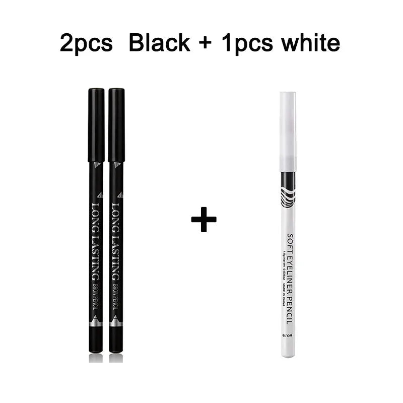 2pcs MENOW 3 Colors Long Lasting Waterproof Eyebrow Pencils Double Use Wooden Pole Eyeliner Permanent Makeup Tattoo Accessories