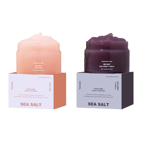 Perfume Body Scrub Hydrating Smoothing Skin Natural Exfoliating Salt Rose Coral Amber Vanilla Scent Moisturizing Cleansing Skin