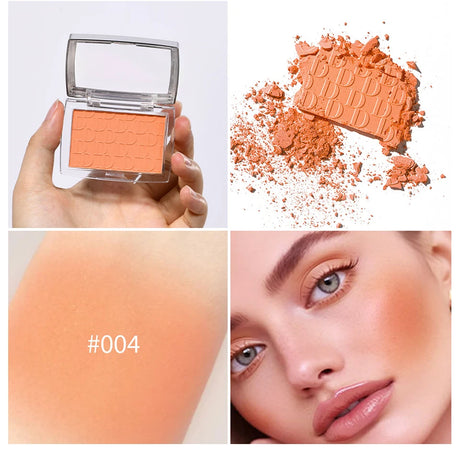Matte Embossed Blush Palette High Pigmented Pink Coral Cheek Blush Powder With Professional Makeup Brush