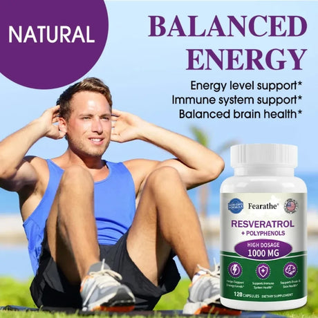 Resveratrol Supplement Capsules, Anti-aging, Antioxidant, Cardiovascular & Joint Support, Skin Health