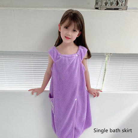 Children's bath towel, bathrobe, Wrap shower skirt Super soft children's absorbent beach towel suitable for 3-1 4year old girls