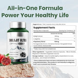 Shilajit Ultra with L-Arginine for Natural Energy and Vitality 60 Capsules Non-GMO  Endurance Stamina Antioxidant Supplement