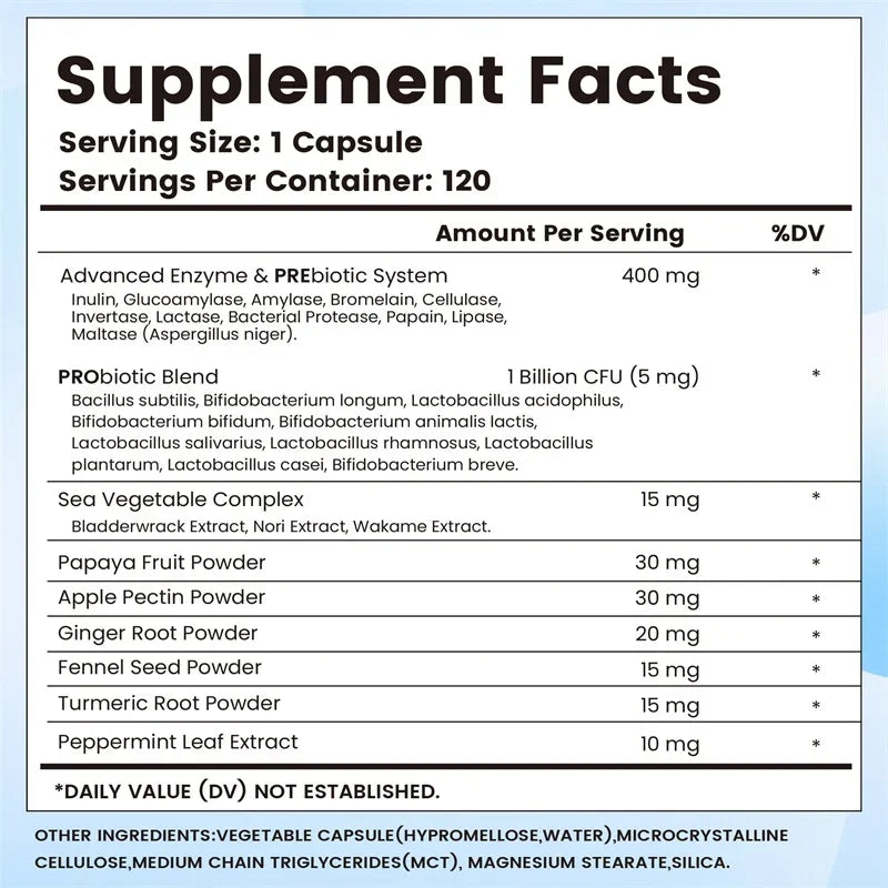 Digestive Enzymes Supplement - Digestion and Intestinal Health for Adults Men and Women, Promotes Nutrient Absorption