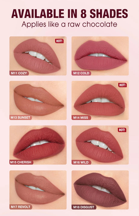 O.TWO.O Matte Lipstick Lip Tint 8 Colors Waterproof Long Lasting Non-stick Cup Sexy Highly Pigmented Velvet Lip Sticks Lip Stain
